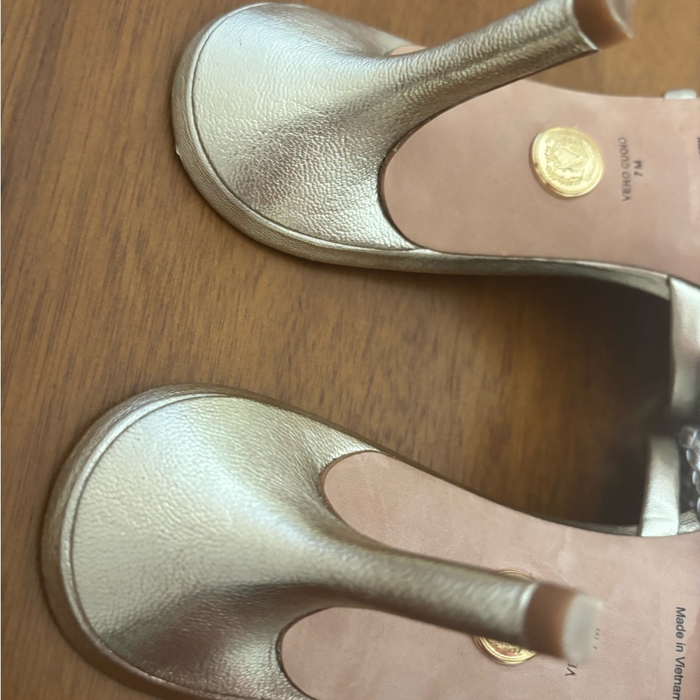 Veronica Beard Metallic Braided Heels - Picture 3 of 6